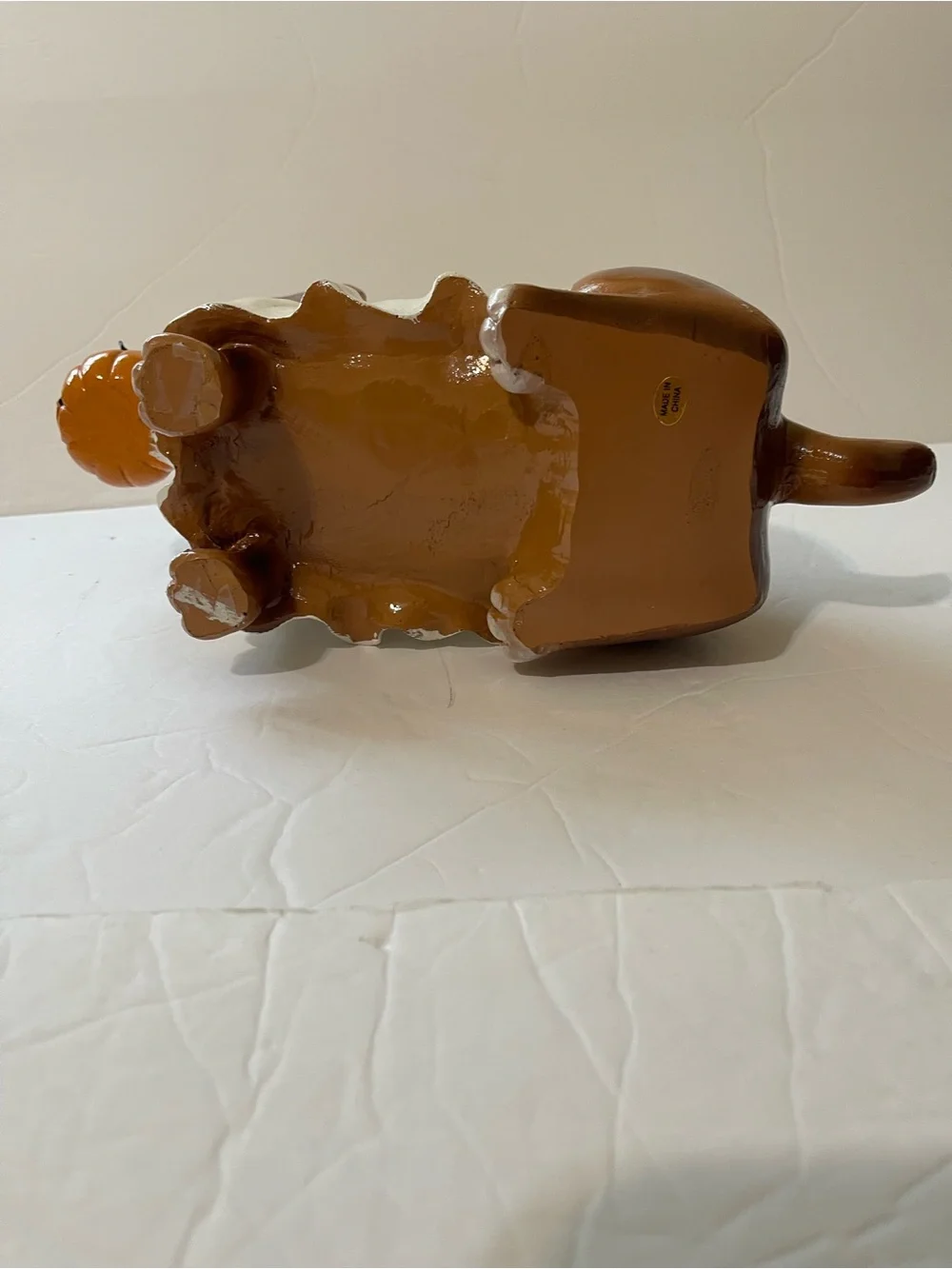Halloween Dachshund Ceramic Figurine Holding A Pumpkin Candy Bucket - NWT **
